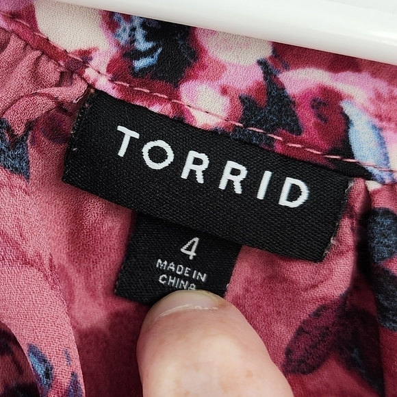 Torrid Georgette Puff Sleeve Peasant Blouse Floral 4X - Picture 8 of 10